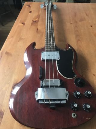 Vintage Gibson Eb - 3 Bass Guitar 1972 Cherry Red With Case Humbucker Pickups