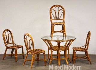 Vintage Bamboo Dining Room Table And Chairs