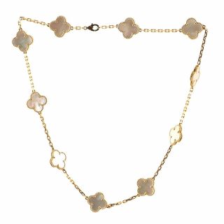 Van Cleef & Arpels Vintage Alhambra 10 Motifs Necklace 18k Yellow Gold