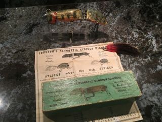 Vintage Johnson’s Automatic Striker Minnow Fishing Lure Antique Chicago Tackle