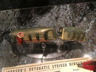 Vintage Johnson’s Automatic Striker Minnow Fishing Lure Antique Chicago Tackle 2