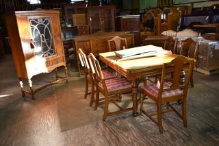 Black Friday Antique Walnut Dining Room Set By J.  K.  Rishel Furniture Vintage