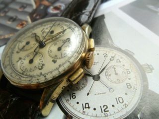 14k Gold Vintage Men ' s 1940 ' s Universal Geneve Dato - Compax Chronograph Watch 2