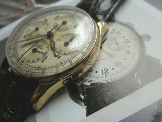 14k Gold Vintage Men ' s 1940 ' s Universal Geneve Dato - Compax Chronograph Watch 6