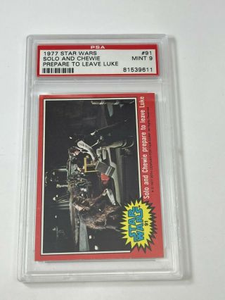 1977 Topps Vintage Star Wars 91 Solo Chewie Prepare To Leave Psa 9 Red Series 2