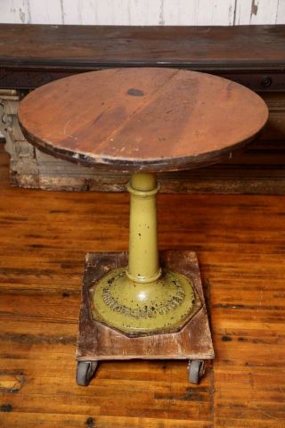 Vintage Toledo Uhl Cast Iron Base Industrial Dining Cafe Table Pedestal green 3