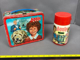 Vintage Little Orphan Annie Metal Lunchbox W/ Thermos Aladdin Industries 1981