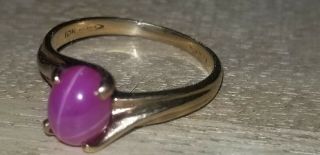 Vintage Mayors Birks 10k Gold Oval Pink Ruby Star Sapphire Cabochon Ring Band