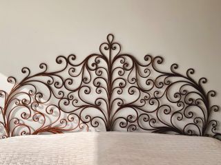 Vintage Italian Hand Forged Wrought Iron Headboard With Stunning Design King