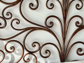 Vintage Italian Hand Forged Wrought Iron Headboard with Stunning Design King 4