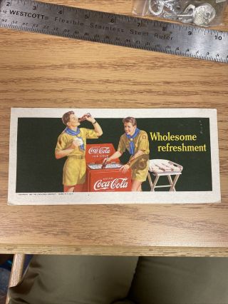 Vintage C.  1942 Coca Cola Company Ink Blotter Advertisement Boy Scouts Bsa Soda