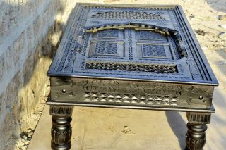 BLACK Chai Table Vintage Solid Wooden Rustic Coffee Table Hand Carved JHAROKHA 2