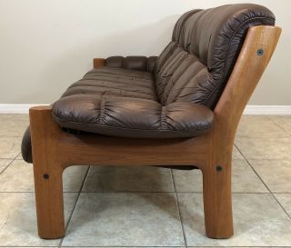 Vintage Ekornes Stressless Leather Sofa Couch ‘Montana’ Model Teak Wood MCM 4