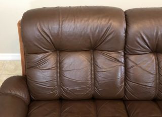 Vintage Ekornes Stressless Leather Sofa Couch ‘Montana’ Model Teak Wood MCM 5