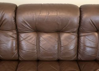 Vintage Ekornes Stressless Leather Sofa Couch ‘Montana’ Model Teak Wood MCM 6