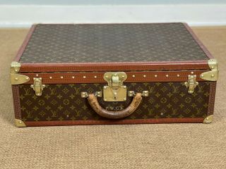 Louis Vuitton Alzer 65 Monogram Hard Sided Suitcase Vintage Trunk With Tray