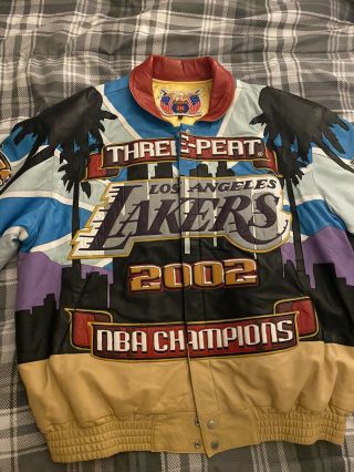 Vintage 2002 Los Angeles Lakers 3 Peat Jeff Hamilton Leather Jacket