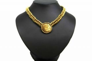 Chanel 31 Rue Cambon Necklace Vintage Gold Choker Coco Mark Gp Authentic