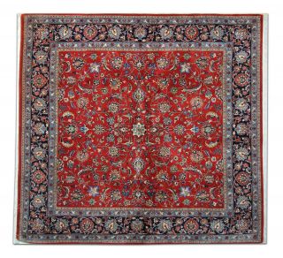 Vintage Hand Made Traditional Rug Oriental Red Blue Wool Carpet 202x215cm