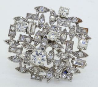 Vintage Heavy Platinum 4.  0ctw Vs Diamond Cluster Cocktail Ring W/.  58ct Ctr.