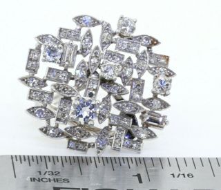 Vintage heavy Platinum 4.  0CTW VS diamond cluster cocktail ring w/.  58CT ctr. 2
