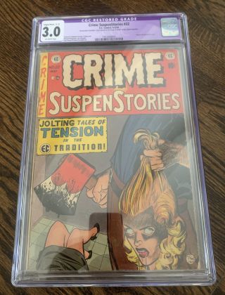 Vintage 1954 Ec Comics Crime Suspenstories 22 Cgc Restored 3.  0 Classic Cover