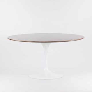 Vintage Eero Saarinen 54 Inch Tulip Dining Table Walnut White,  Knoll Base 2
