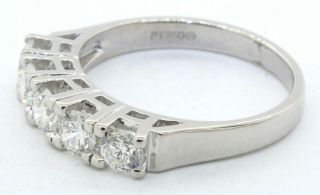 Vintage heavy Platinum 1.  25CT VS1/F 5 - stone diamond band ring size 7 3