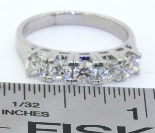Vintage heavy Platinum 1.  25CT VS1/F 5 - stone diamond band ring size 7 6