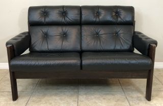 Vtg Ekornes Stressless Leather Loveseat Sofa Couch ‘amigo’ Model Wood Mcm Norway
