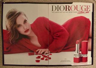Natalie Portman Dior Rouge Print Ad 2 Pages Red Fashion