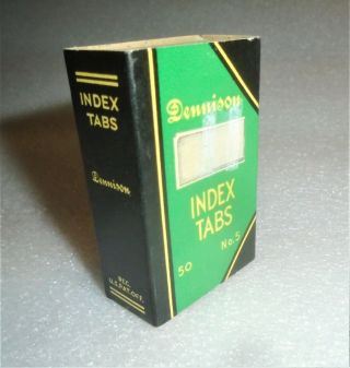 Price Drop - Vintage Dennison Index Tabs No.  5 Box And Tabs