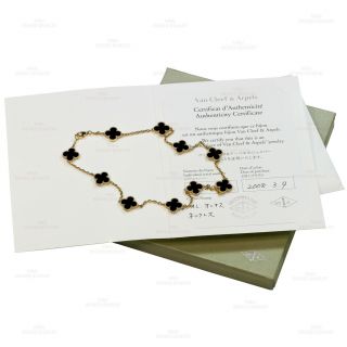 VAN CLEEF & ARPELS Vintage Alhambra 10 Motif Black Onyx Necklace Pouch Papers 3