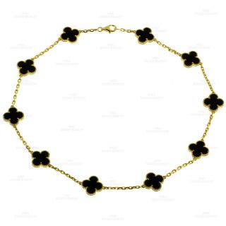 VAN CLEEF & ARPELS Vintage Alhambra 10 Motif Black Onyx Necklace Pouch Papers 6
