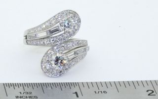 Vintage 1950s heavy Platinum 3.  36CTW VS diamond cluster cocktail ring size 6.  75 2
