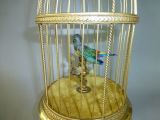 Vintage French Bontems Singing Bird Cage Bird Automaton Music Box (watch Videos)