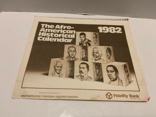 Vintage 1982 Calendar.  Paintings By African Americans Fidelity Bank Brotherhood