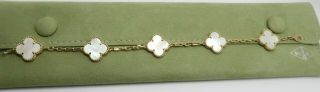 Van Cleef & Arpels Vintage Alhambra 5 Mop Motif Bracelet In 18k Y.  Gold