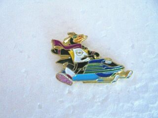 Vintage Opel Germany Automobile Penguin On Snowmobile Advertising Pin