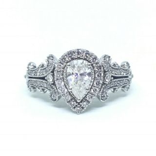 Vera Wang Love Pear Vintage Diamond White Gold Engagement Ring 14k