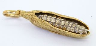 Cartier Vintage Heavy 18k 2 - Tone Gold Corn On Cob In Husk Pendant