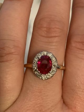 Vintage Ruby And Diamond Ring 18kt Gold