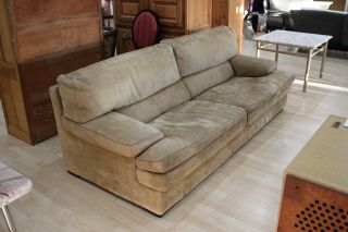 Vintage Roche Bobois Suede Sofa Post Modern Contemporary 3
