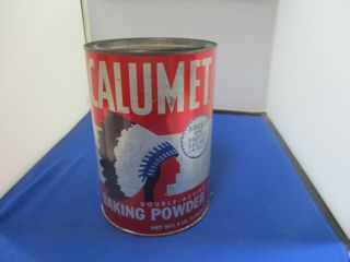 Vintage Large 5 Lb.  Calumet Baking Powder Tin Can,  Commercial Size,  Kitchen