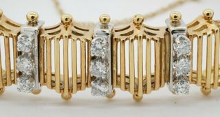 Designer vintage heavy 18K 2 - tone gold Italy 3.  0CTW VS1/F diamond link bracelet 3