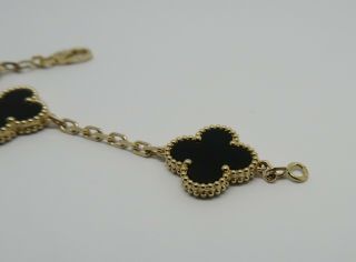 Van Cleef & Arpels Vintage Alhambra 5 Onyx Motif bracelet in 18k y.  gold 4