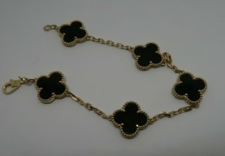 Van Cleef & Arpels Vintage Alhambra 5 Onyx Motif bracelet in 18k y.  gold 5