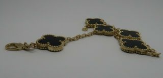 Van Cleef & Arpels Vintage Alhambra 5 Onyx Motif bracelet in 18k y.  gold 6