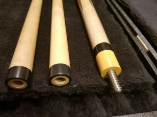 Vintage Big Pin flat joint Verl Horn Pool Cue w/2 Shafts&Case 4