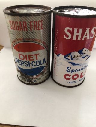 Vintage Diet Pepsi And Vintage Shasta Cola Vanity Flattop Soda Cans